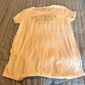Victoria's Secret White Logo Tee Sleep Shirt